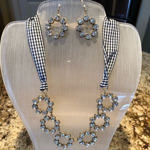 Ann Taylor gingham b/w necklace and earrings